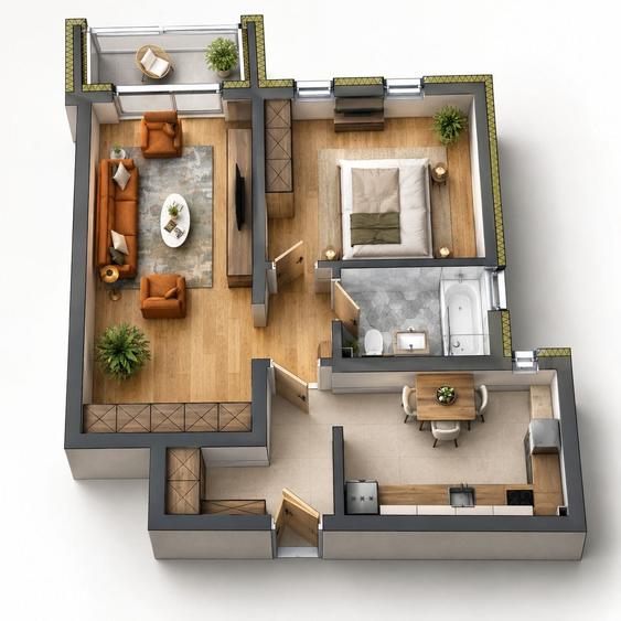 Apartament cu 2 camere în Sânpetru