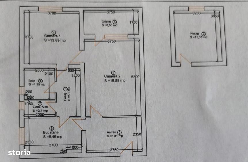 Apartament 2 camere,confort 1 sporit , etaj 2, Piata Mica - 2