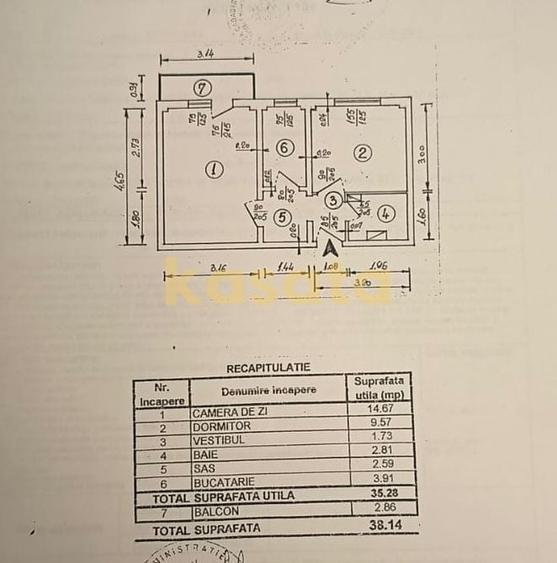 Apartament cu 2 camere decomandat în Tei