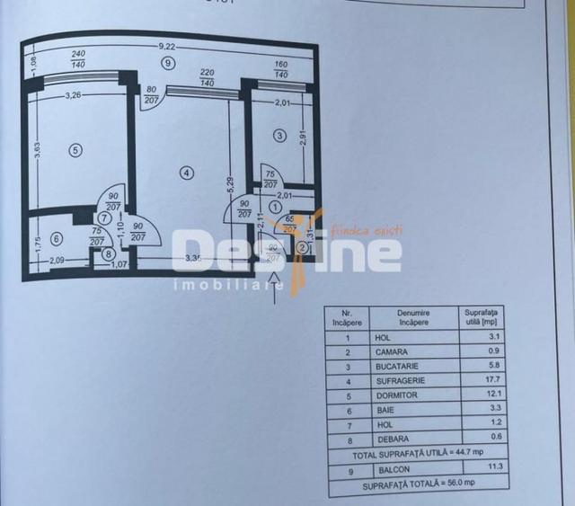 Apartament cu 2 camere decomandat în Sud
