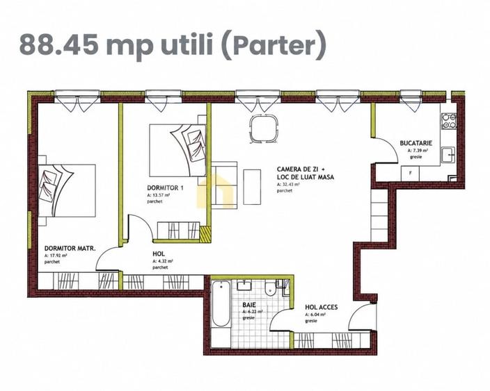 Apartament de vanzare | SU 88.45 mp | Florești - 1