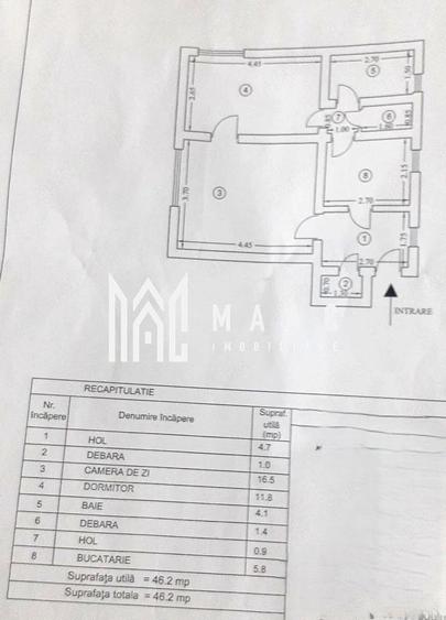 Apartament cu 2 camere semidecomandat în Nord