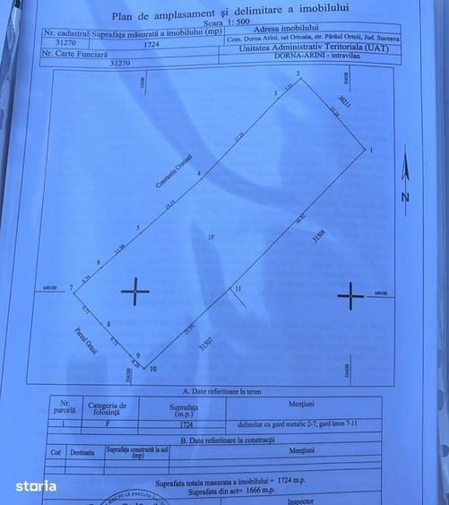 Teren de 1724 mp, în Ortoaia