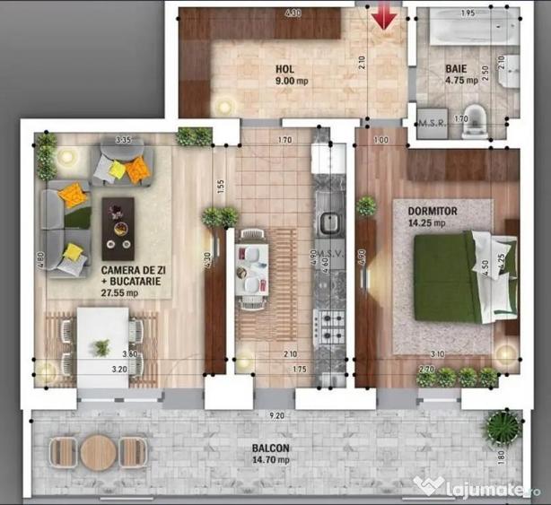 Apartament cu 2 camere decomandat în Nicolae Grigorescu