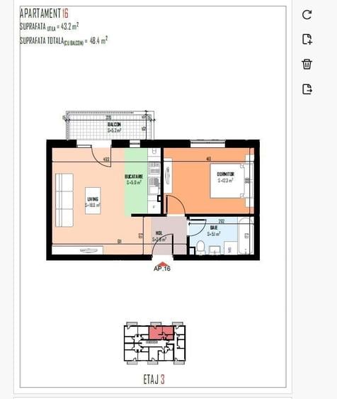 Apartament cu 2 camere decomandat în Est