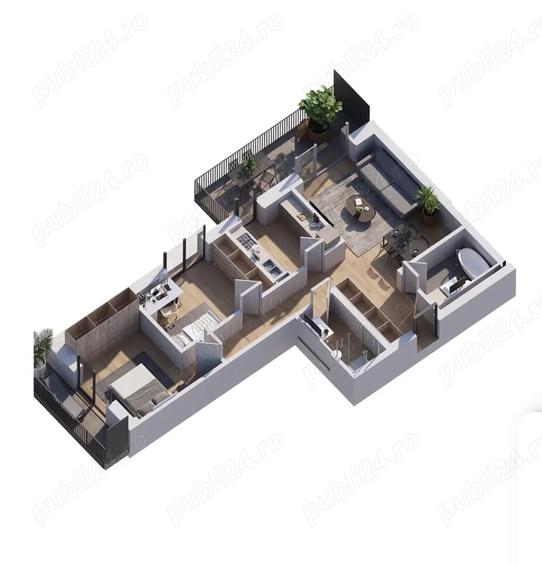 Apartament cu 3 camere decomandat în Central