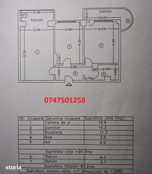 Apartament cu 2 camere în Buzaului