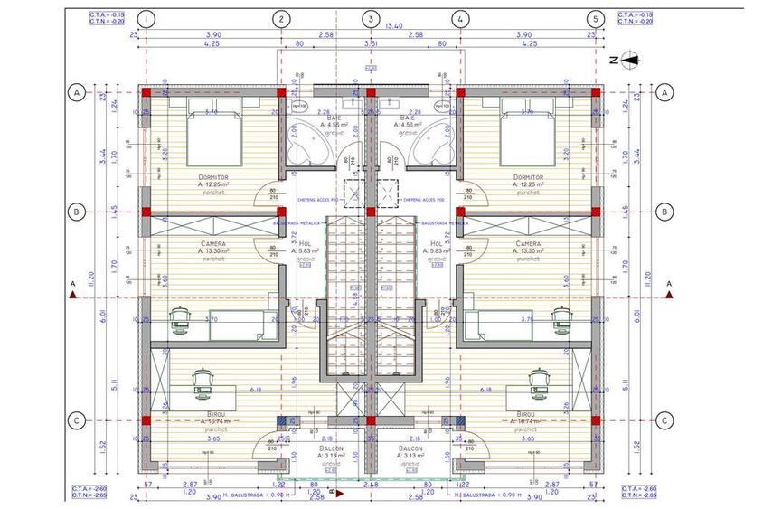 Duplex cu 4 camere cu Canalizare în Chinteni