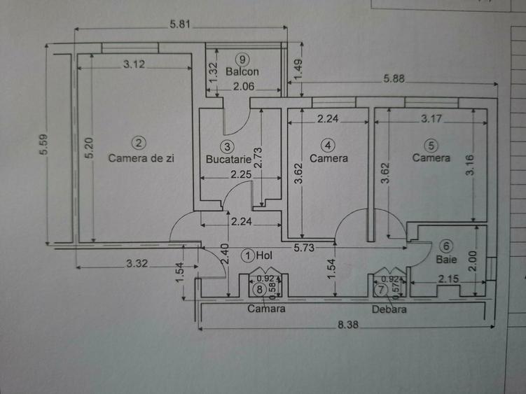 Apartament cu 3 camere decomandat, mobilat în Cantacuzino