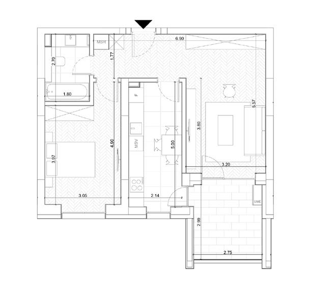 Apartament cu 2 camere decomandat în Sud