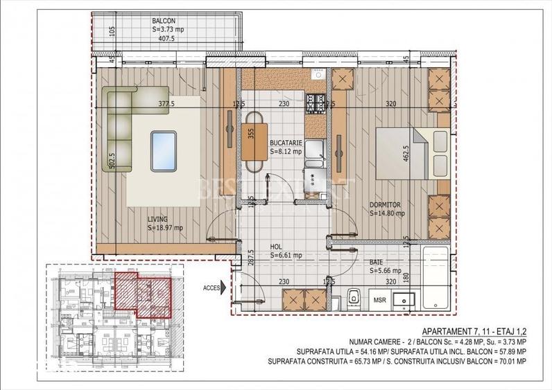Apartament cu 2 camere în Theodor Pallady
