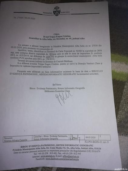 Teren de 2858 mp, în Central