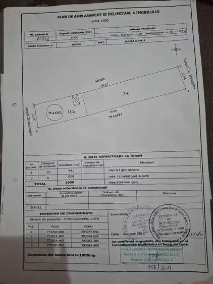 Teren de 1000 mp, în Exterior Vest