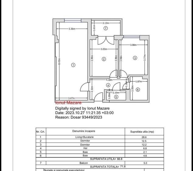 Apartament cu 3 camere semidecomandat în Apărătorii Patriei