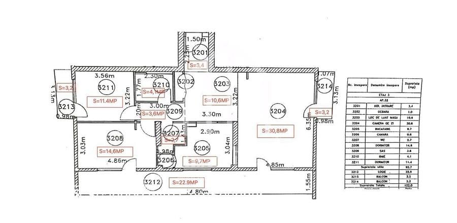 Apartament cu 3 camere, 92mp utili+teresa 23mp, bloc cu lift, etaj 3 - 10