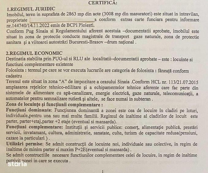 Teren centr.instrav.constr.Sinaia la DN1 cu C.U. P+2E+M,3000 mp,zona A - 5
