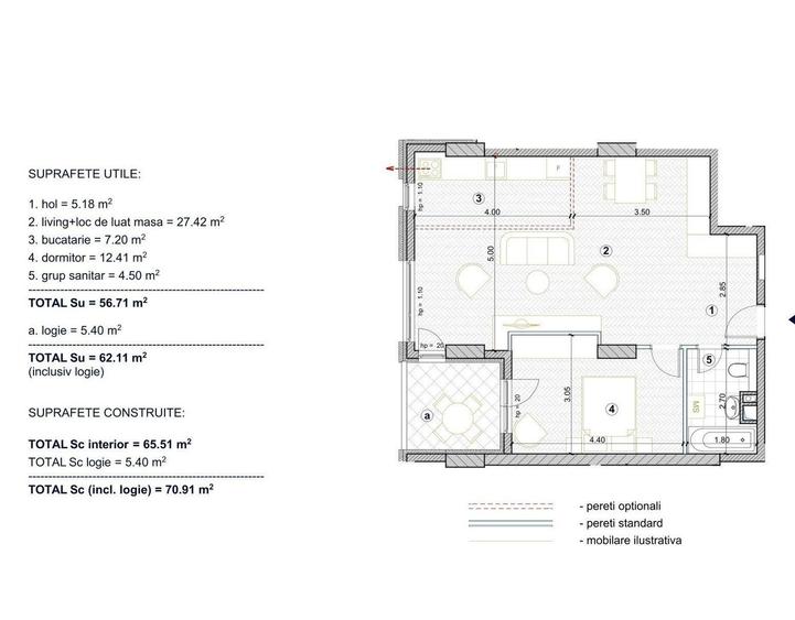 De vanzare, apartament cu 2 camere, - 19