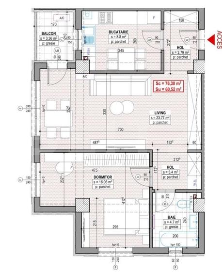Apartament cu 3 camere decomandat în Central