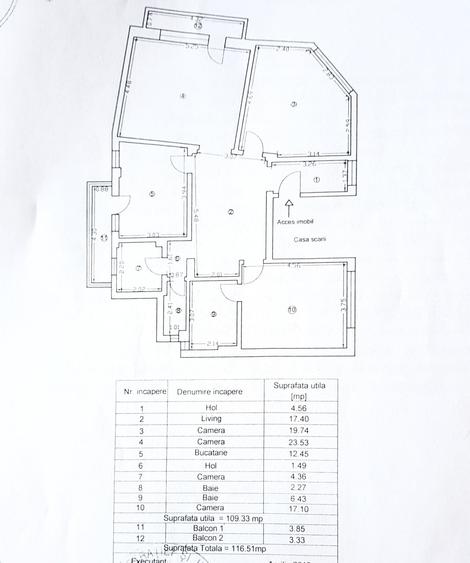 Apartament cu 4 camere decomandat, mobilat în Central