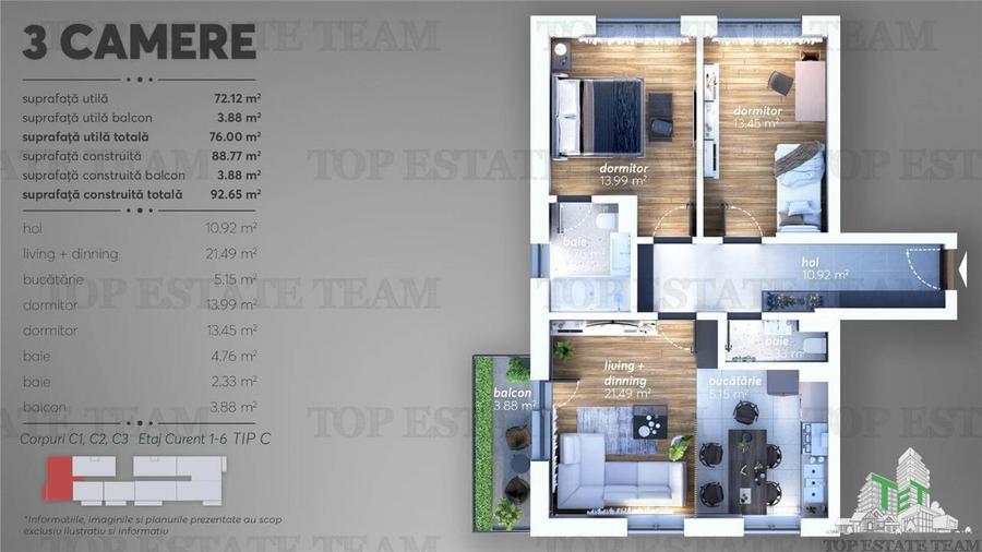 Apartament 3 camere spatios zona Timisoara - ultima unitate - 2