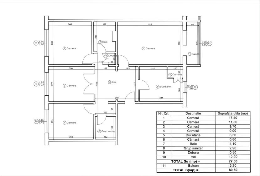Apartament 4 camere in Strada Lacurilor, decomandat, etaj 2, suprafata 77,30 mp - 1