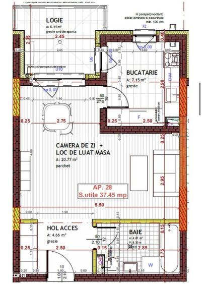 Apartament de o camera, 37.45mp, Semifinisat,zona Tineretului,Floresti