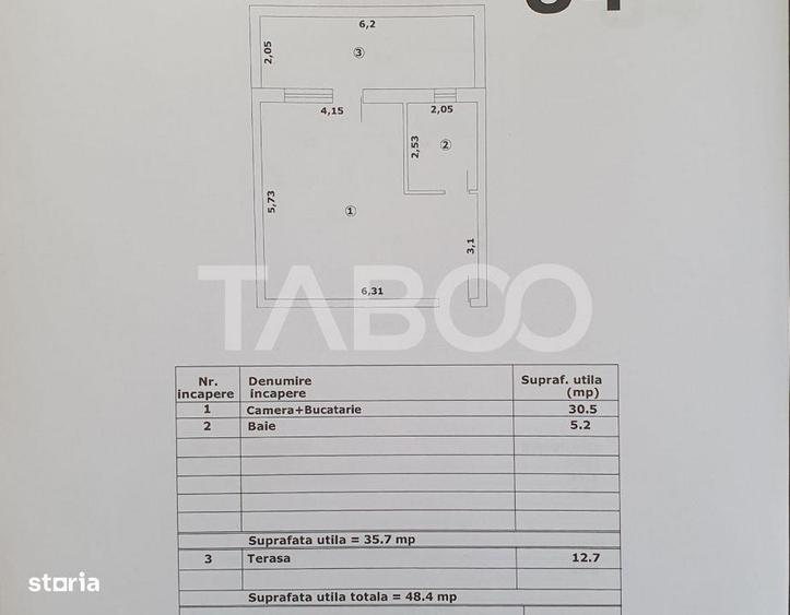 Studio in suprafata de 36 mp + terasa nou finisaje premium - 1
