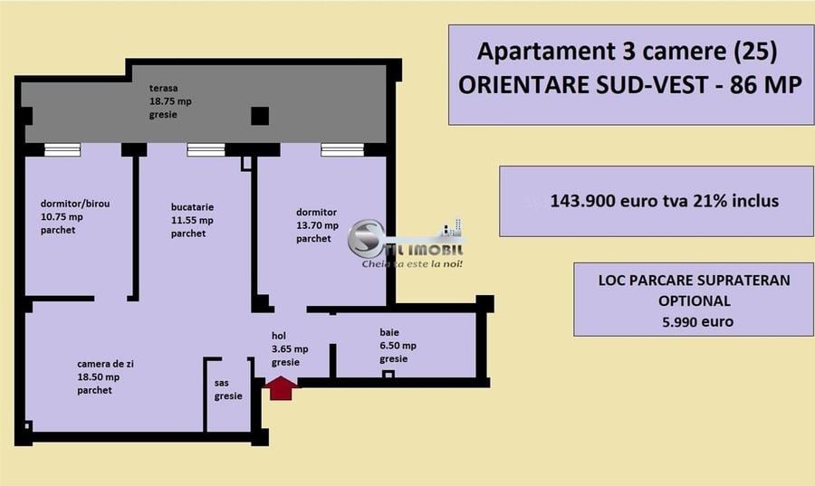 Apartament 3 camere nou de vanzare in Iasi Valea Lupului, bloc 2025 - 2