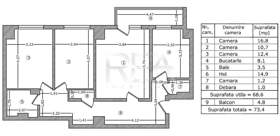 3 camere cu vedere pe spate in Banu Manta | bloc 1978 - 13