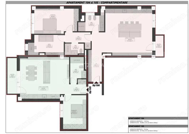 Apartament cu 2 camere, 63.10 mp, etajul 1 din 3, bloc nou, zona Centrala
