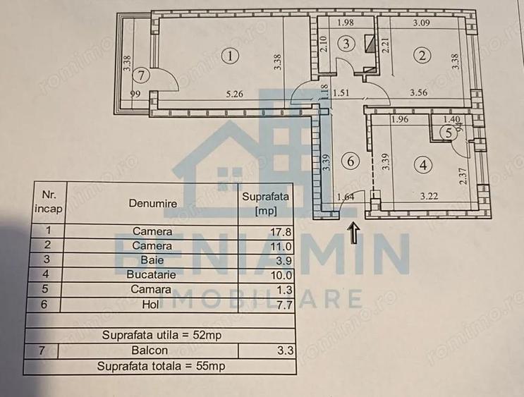 2 decomandate - etaj 3 - 55mp - 1979 - centrala - Galaxiei - Astra - 1
