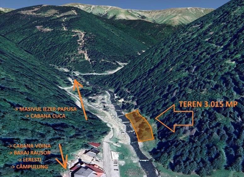 Teren 3.015 mp vis-a-vis CABANA VOINA - LERESTI - CAMPULUNG - ARGES - 1