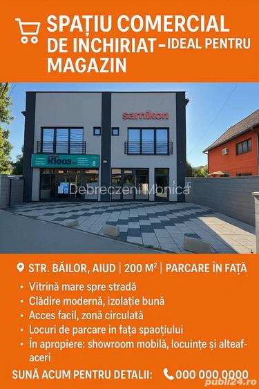 Spatiu comercial de Inchiriat Central Aiud 200 m2 Spatiu comercial de Inchiriat Central Aiud 200 m2