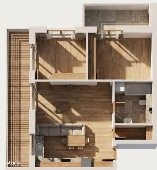 BLOC NOU! 1800E/MP TVA INCLUS! 3 camere 2 terase! - 1