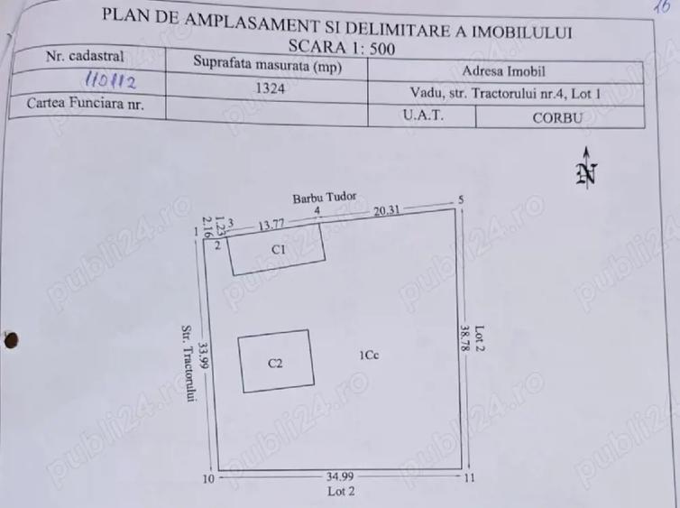 Teren de 1100 mp, în Vadu