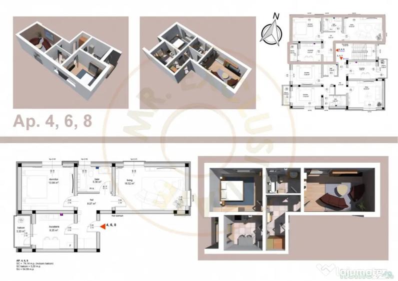 Apartament cu 2 camere decomandat în Smeura