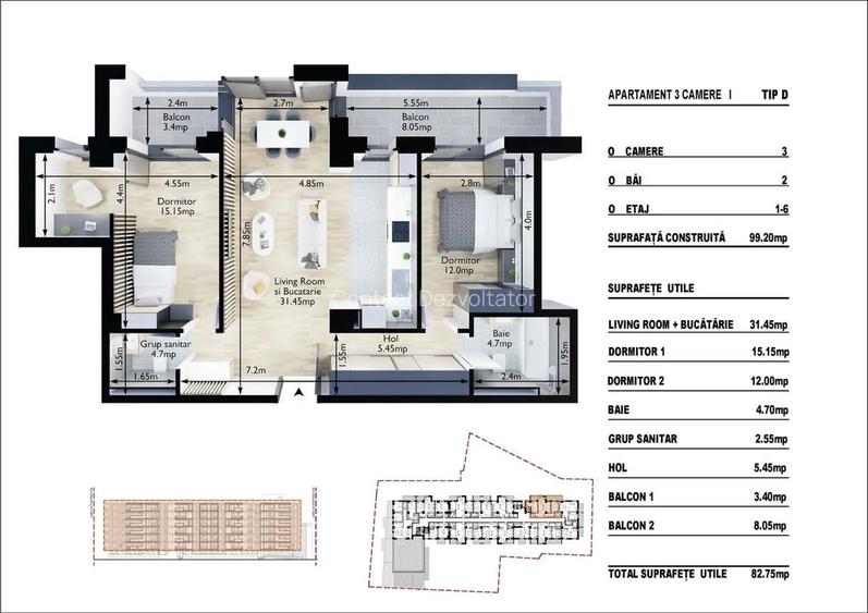 Apartament 3 camere 8% reducere, doar în septembrie 2025