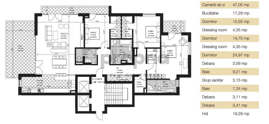 Penthouse de vanzare 4 camere Kron Towers Noua - 15