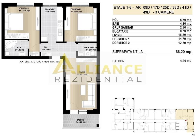 Apartament cu 3 camere decomandat în Metalurgiei