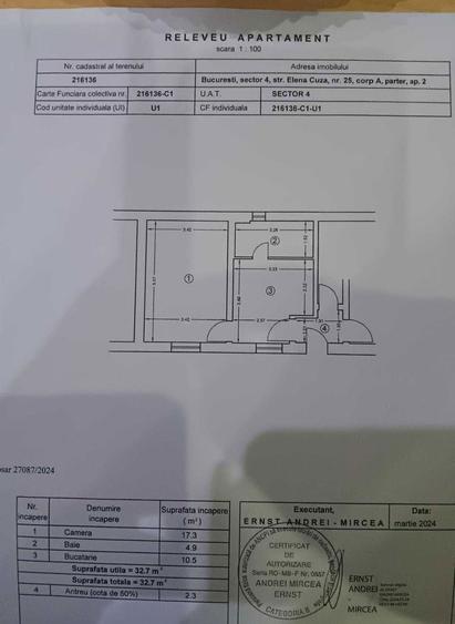 Proprietar vand garsoniera (33 mp), curte proprie (50 mp), Tineretului - 2