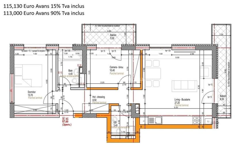 Apartament 3 Camere Open Space Sector 4 Grand Arena 79.4Mp Apartament 3 Camere Open Space Sector 4 Grand Arena 79.4Mp