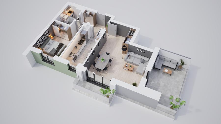 Apartament 2 camere, cartier privat si modern cu incalzire in pardoseala - 4