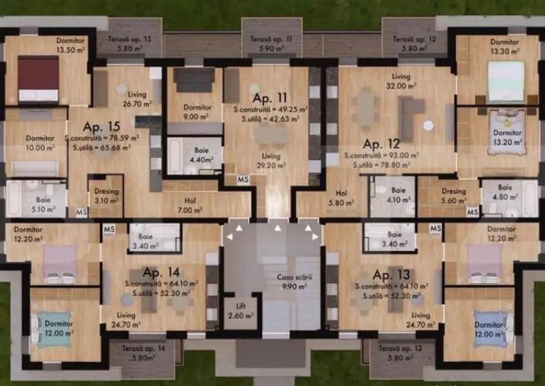 Apartament 2 camere , 52.60 mp , Green Residence - 13