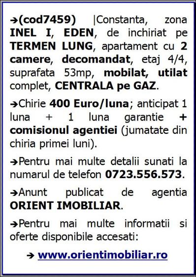 Inel 1, Eden, decomandat, 2 camere, gaze, mobilat, inchirieri Constanta - 3