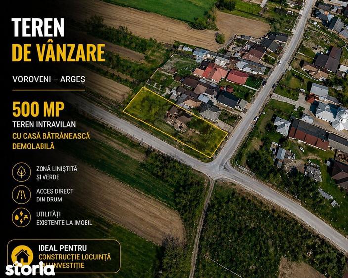 Voroveni - Arges, Teren intravilan 500 mp cu casa batraneasca - 1