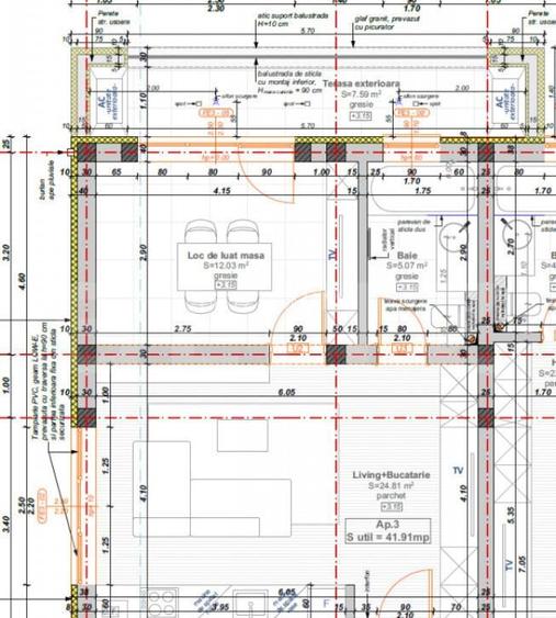 Apartament cu 2 camere, 41,91 mp + balcon 7,6 mp, zona Hotel