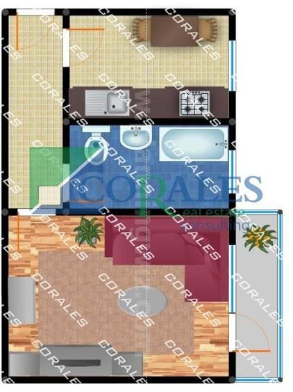 AEM-Conti. Et. 2. Decomandat, model mare. Balcon.  Bloc Izolat. 5 ap pe nivel. - 7