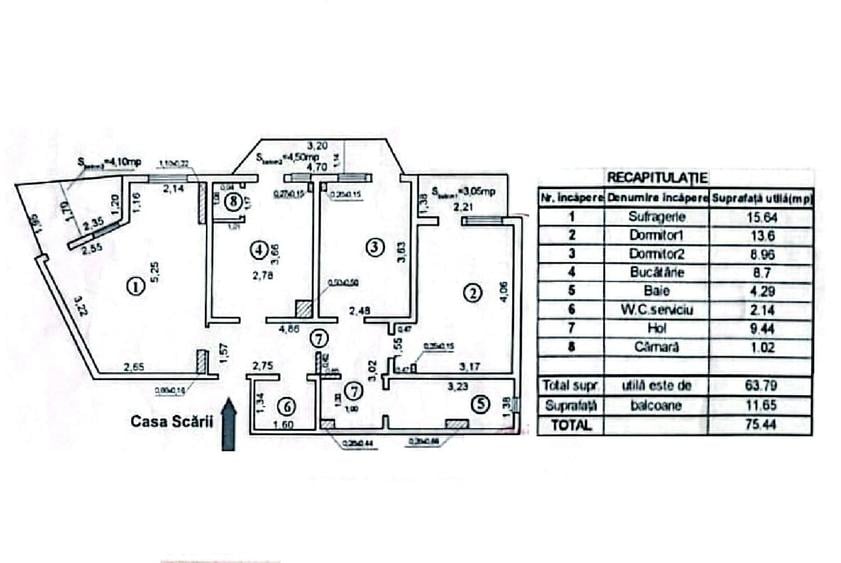 3 camere decomandat, 75 mp, renovat, mobilat – Doja | Etaj 2 - 2