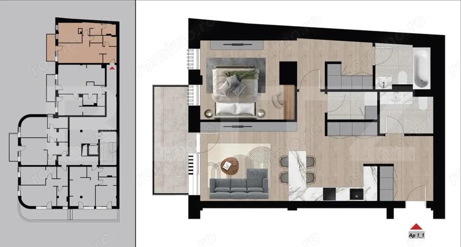 Apartament cu 2 camere decomandat în Dacia
