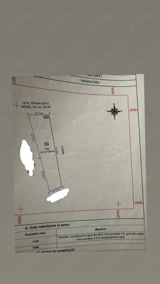 Teren de 1246 mp, în Vânătorii Mici